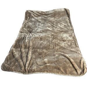 Brookstone Nap Tan Faux Fur Throw Blanket